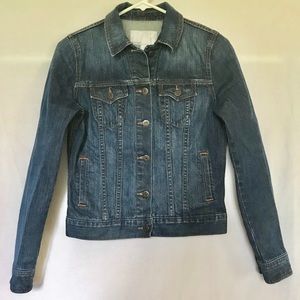 Old Navy Womens Denim Jacket Dark Wash Cropped EUC